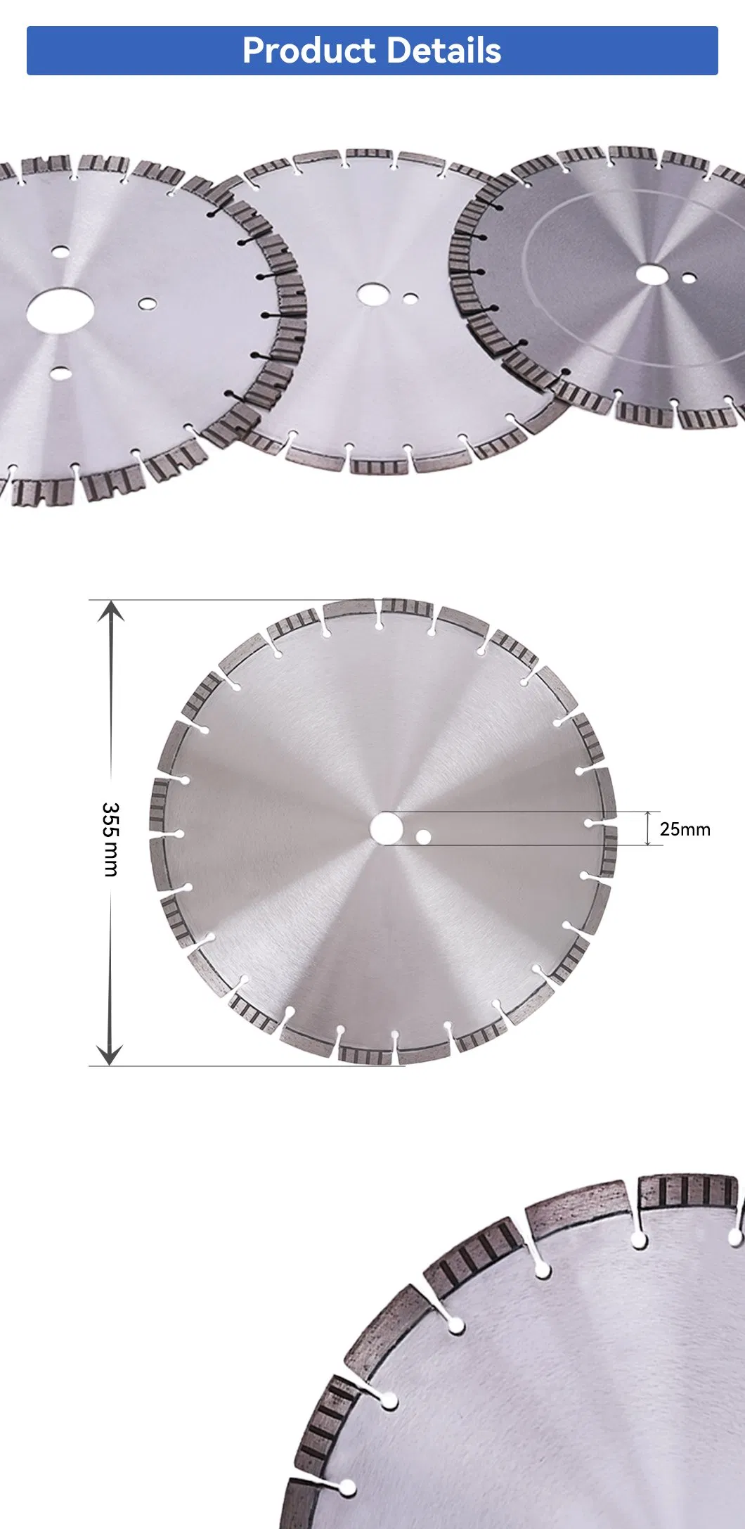 355mm Laser Welded Turbo Segmented Diamond Saw Disc for Cutting Granite