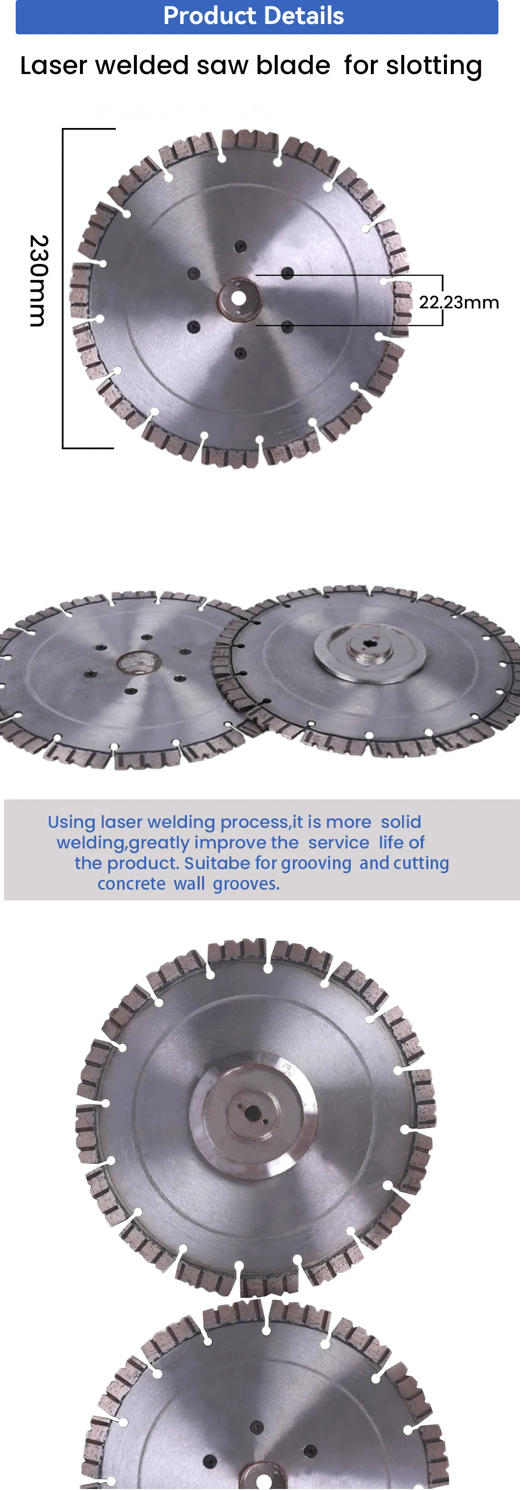 Hc Tools 230mm Laser Welding Diamond Saw Blade Segment Turbo Marble Tile Cutting Disc