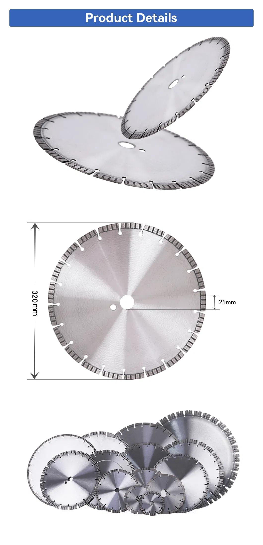 12" Laser Welding Diamond Segmented Saw Blade for Multi-Purpose Concrete Asphalt Brick Block
