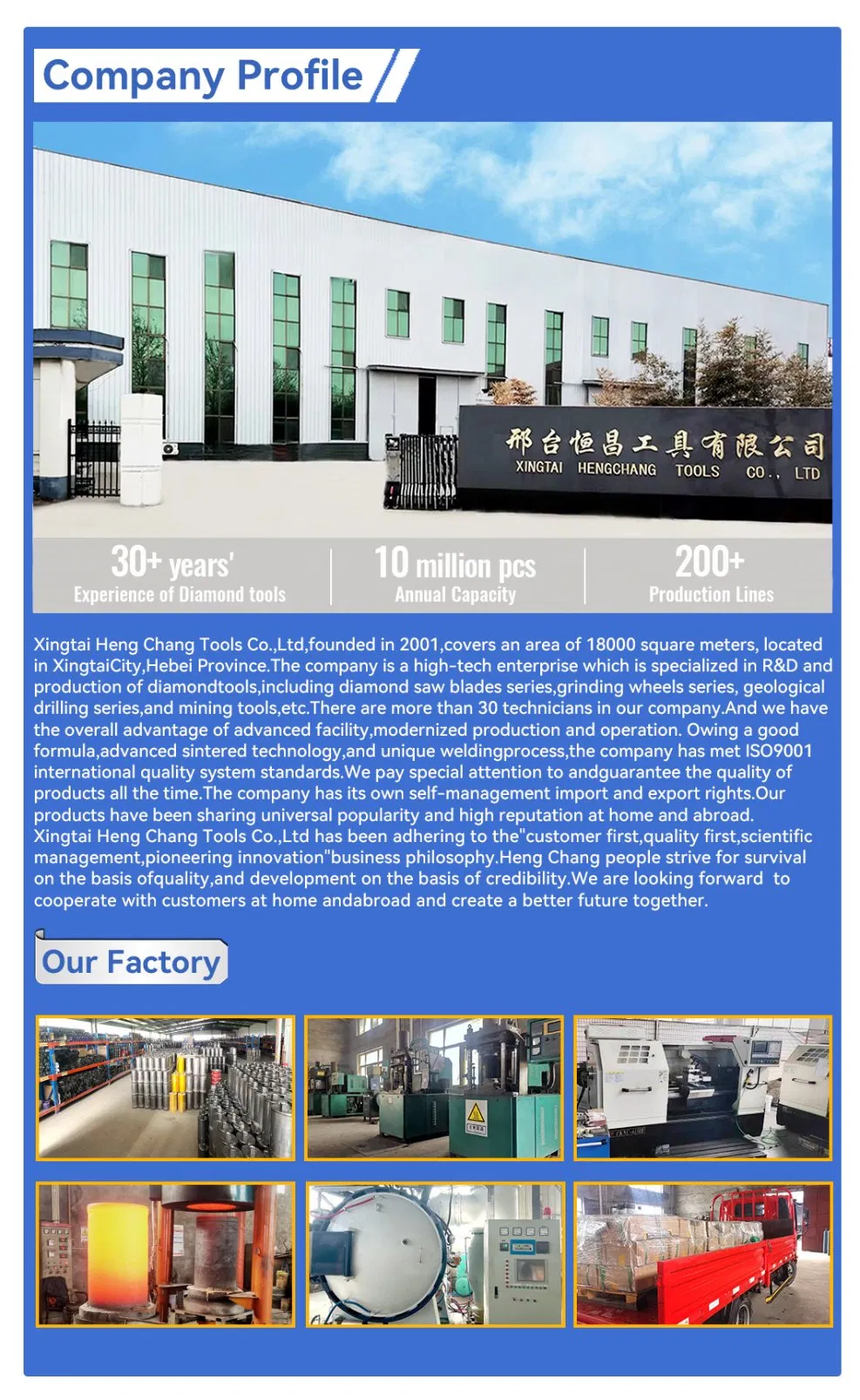 Hengchang Factory Geological Drill Bit for Concrete Borehole 46mm Diamond Cutting Tools