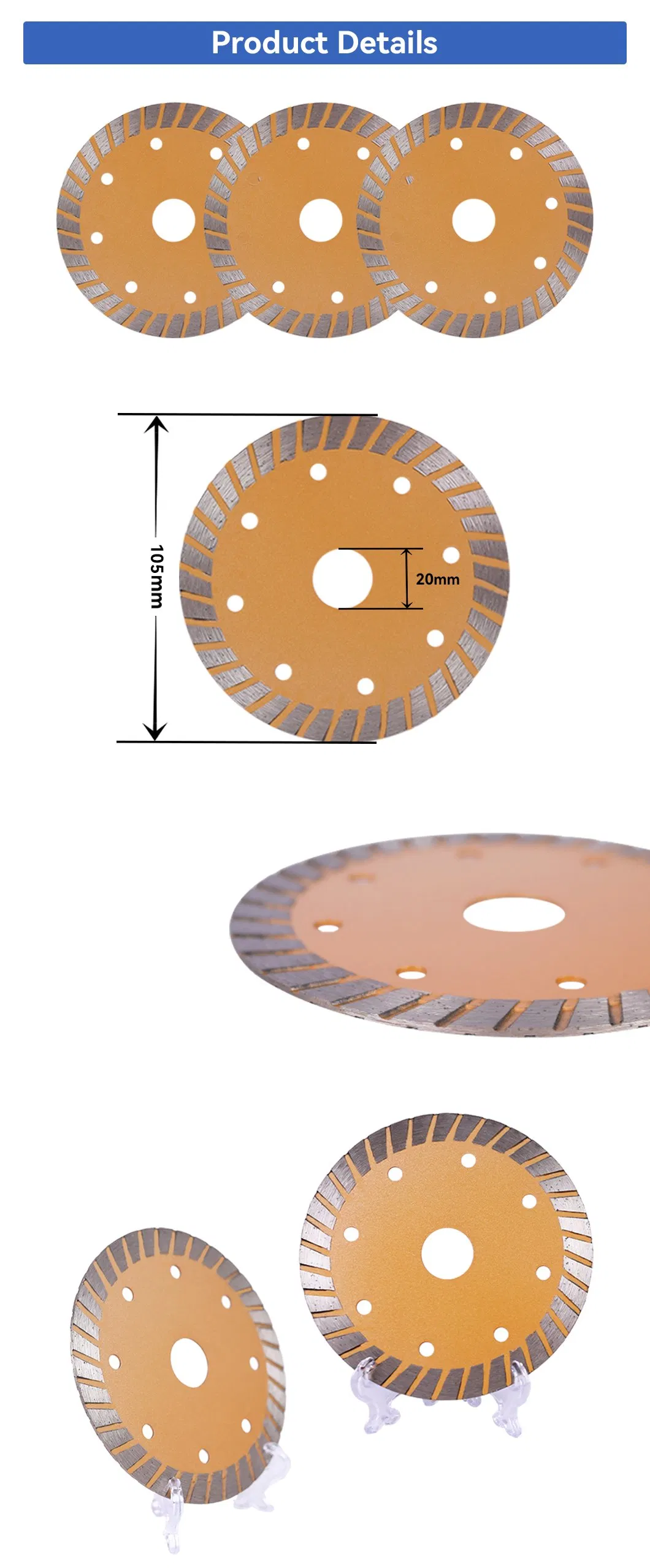 Granite Stone Concrete Saw Blade Protected Circular Continue Turbo Sintered Diamond Blades