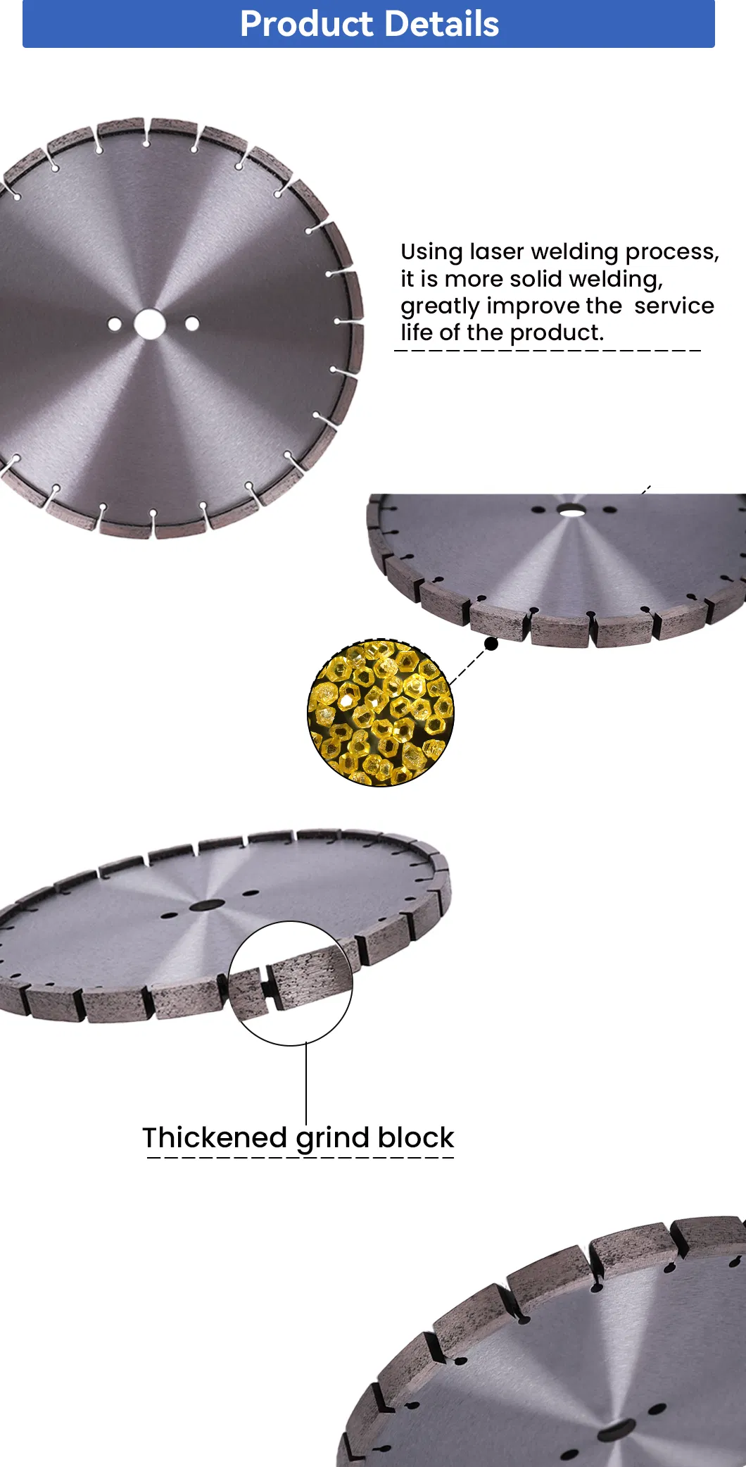 Long-Lasting 8" Saw Blades Laser Welded Diamond Cutting Tools for Slotting Concrete Wall