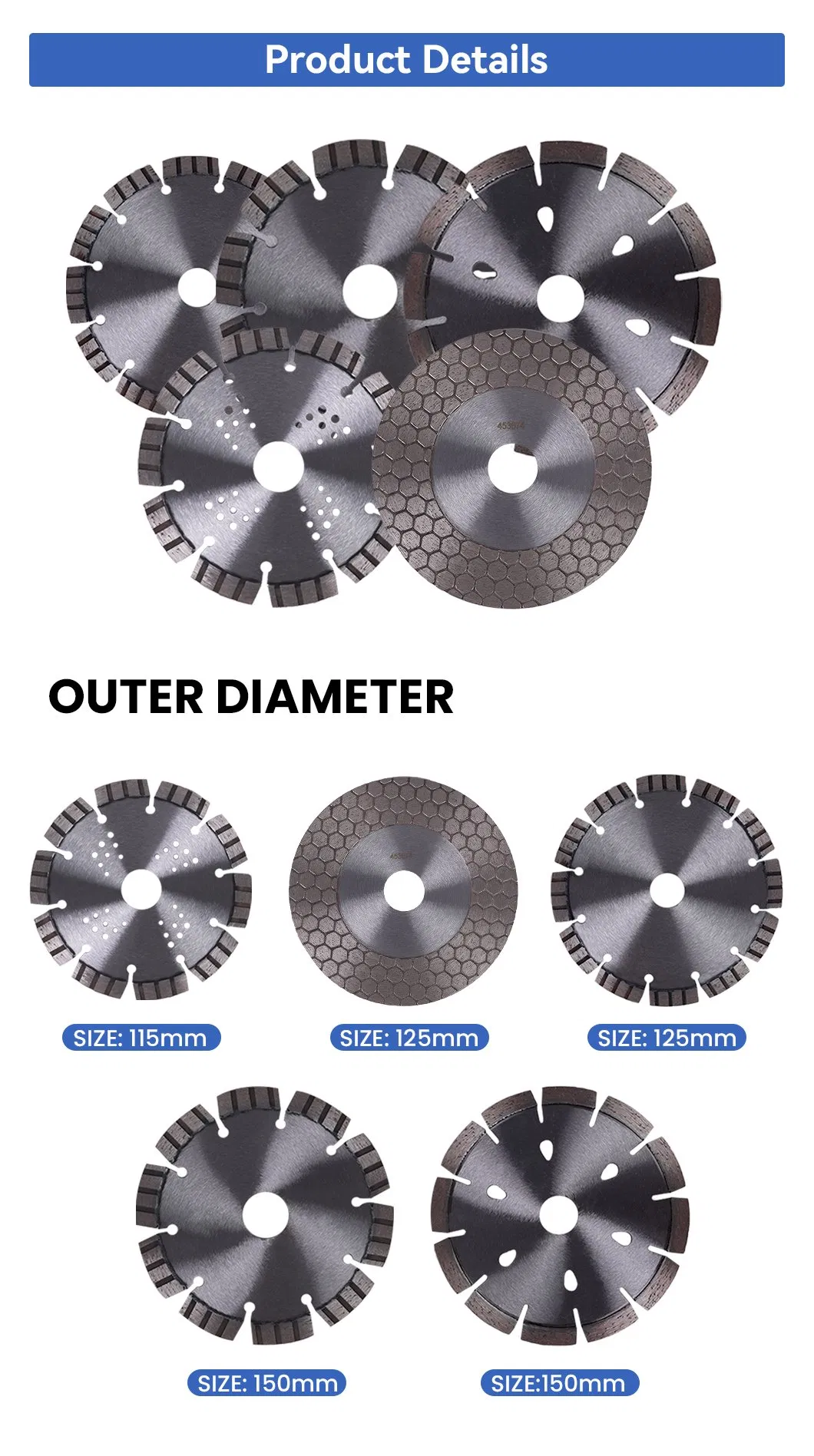 Factory Supply 4inch/5inch /6inch Laser Welded Saw Blade for Concrete and Granite