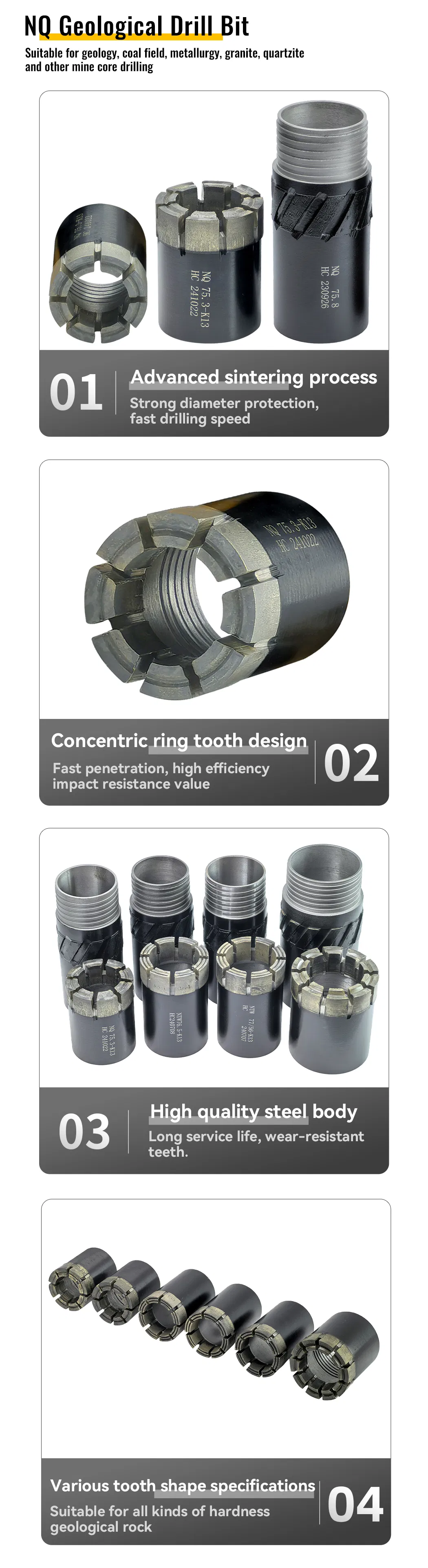 Factory Wire Core Nq Impregnated Diamond Core Bit for Geological Exploration