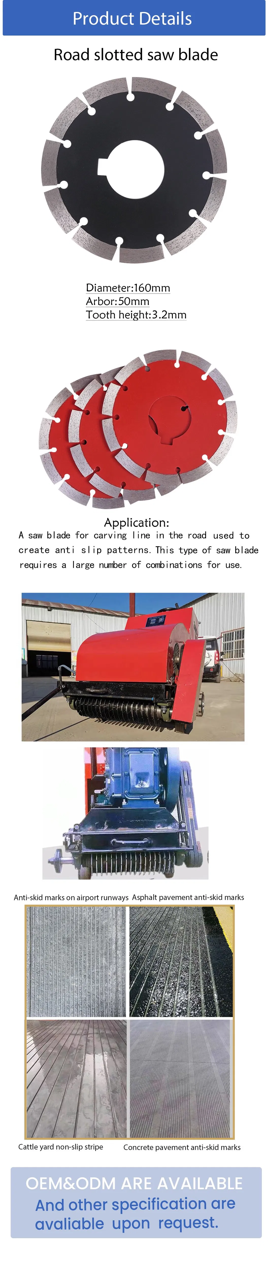 Factory Supply 160mm Diamond Saw Blade Weld Cutting Concrete Granite Asphalt Circular Disc