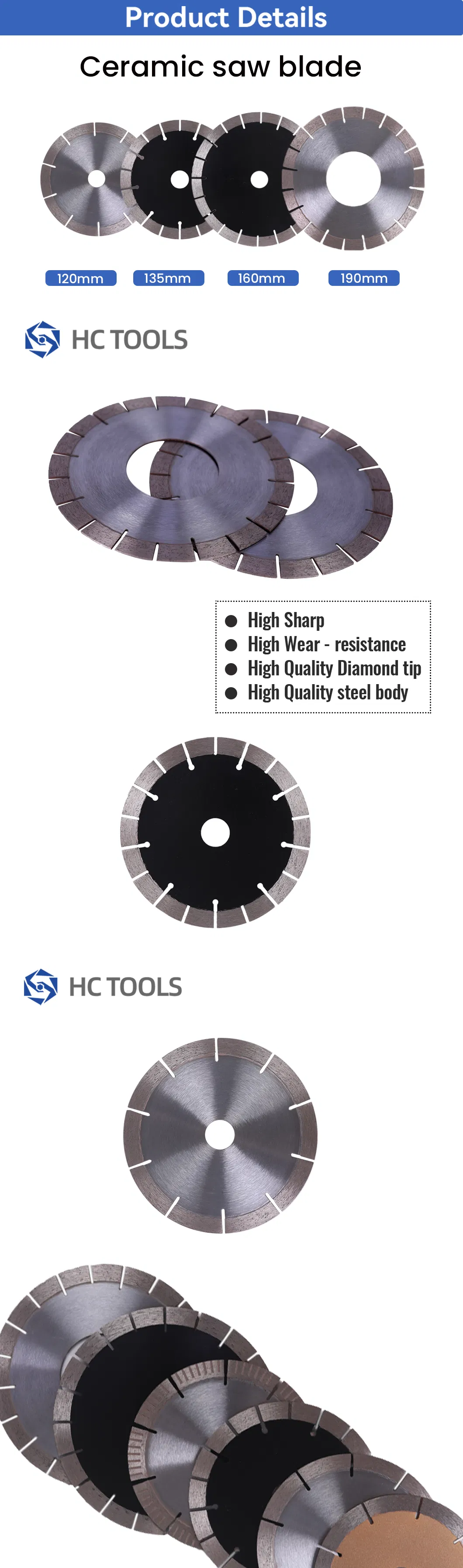 Good Quality 5" Hot Pressed Ceramic Tile Cutter Tools Circular Diamond Saw Blade