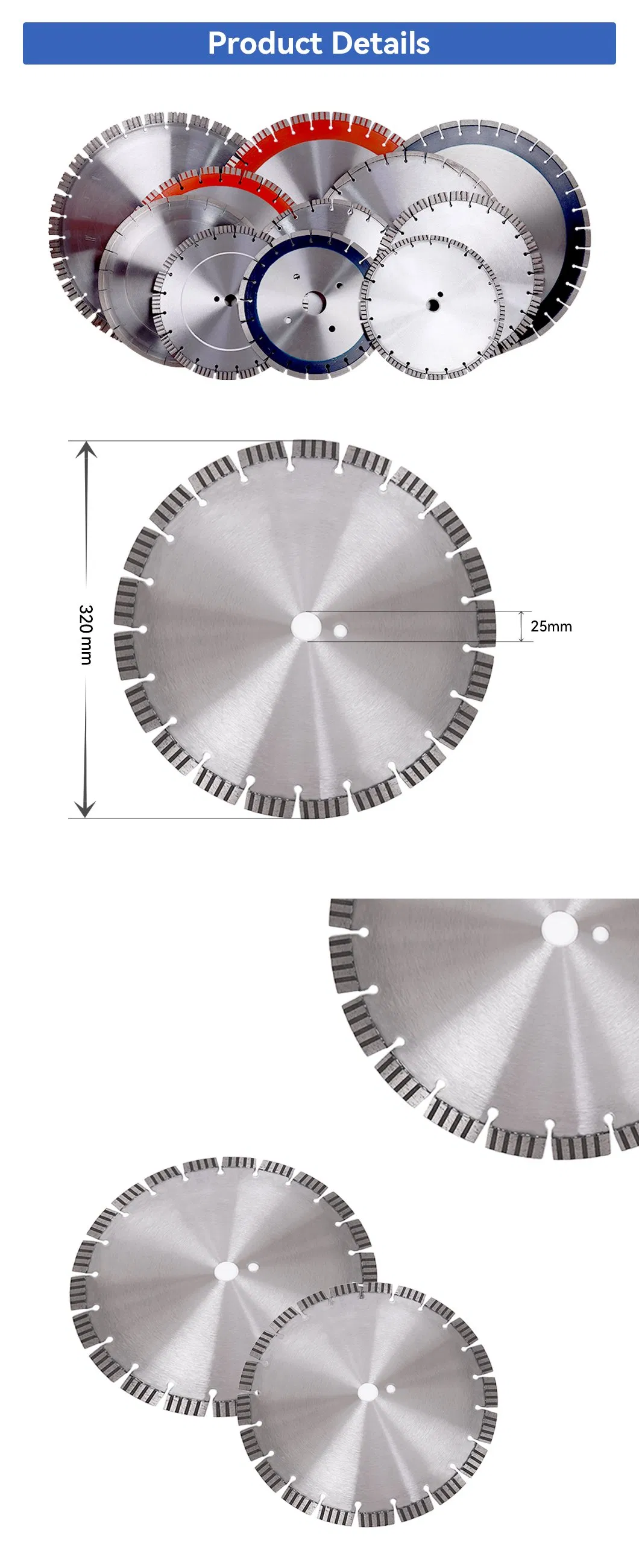320 mm for Dry Wet Cutting for Concrete Masonry Granite Saw Blade