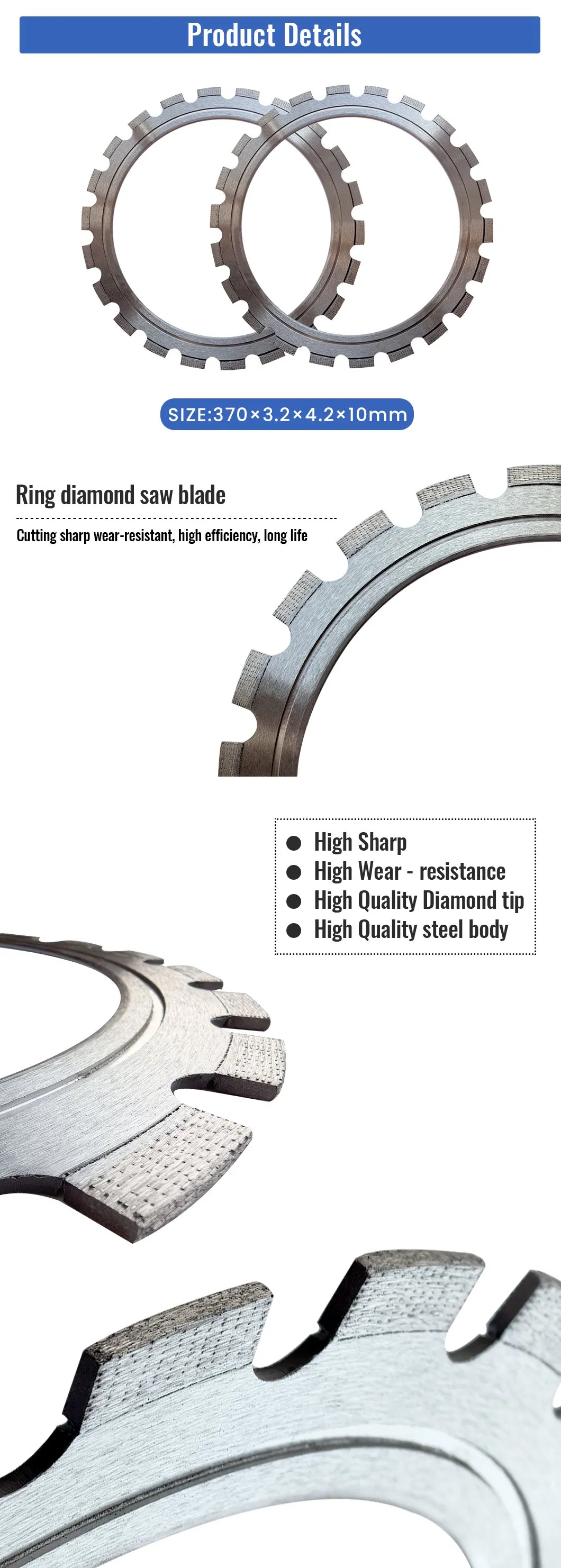 14" Arix Diamond Arrayed Segmented Diamond Hand Held Concrete Ring Saw Blade