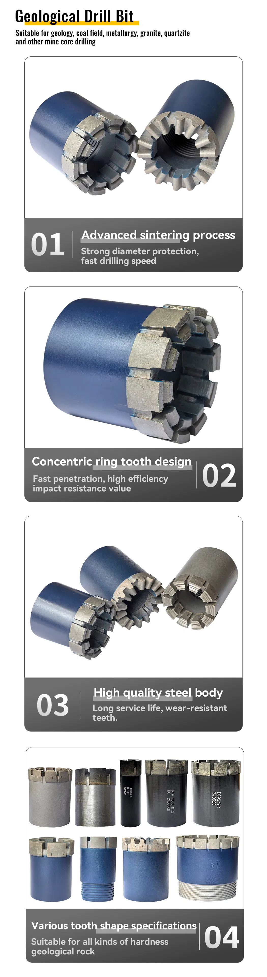 China Factory Silver Brazed Drill Bit Diamond Grade a Durable Diamond Core Drill Bit for Concrete