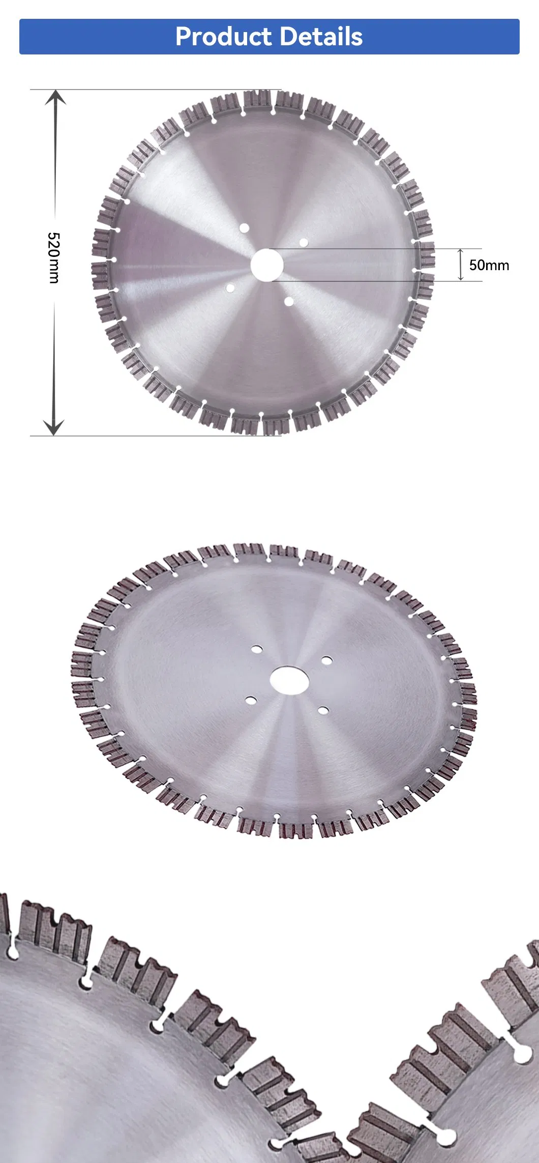 Factory Supply 520mm Laser Welded Asphalt Cutting Disc Diamond Circular Saw Blade