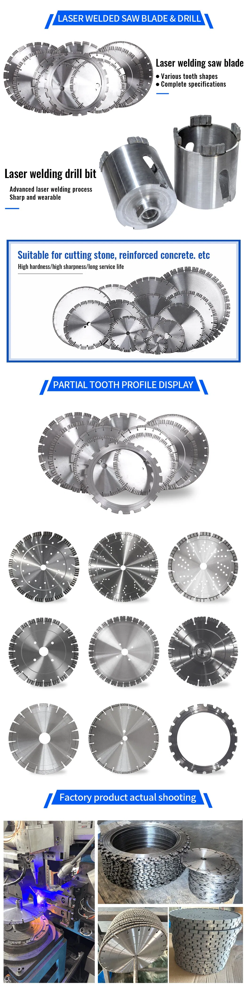 China Factory Metal Arix Laser Welded Diamond Saw Blade for Concrete Cutting