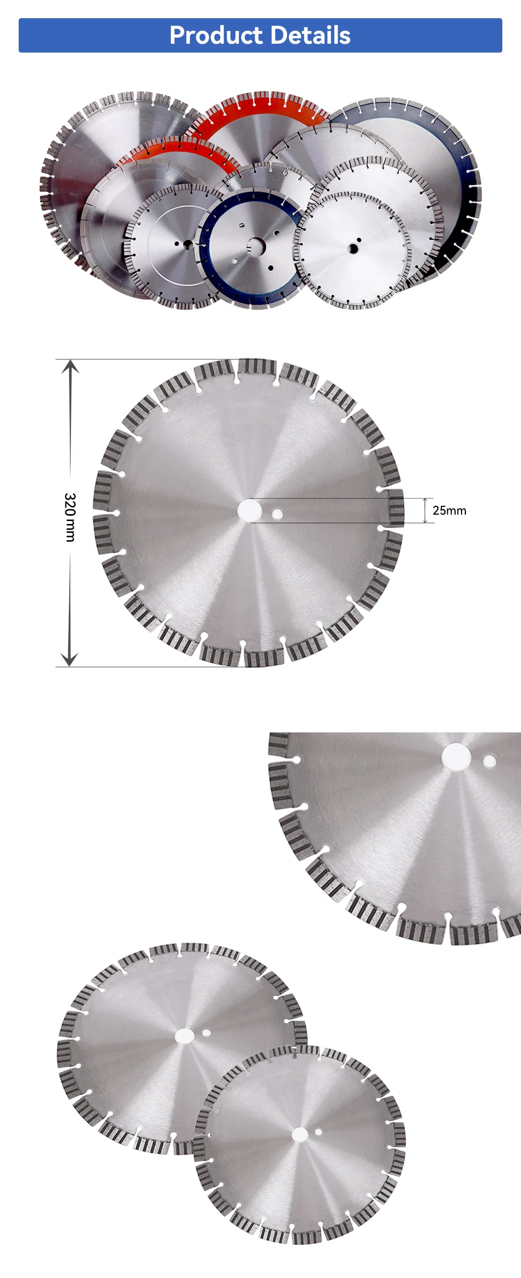 320mm Laser Welded Arix Segment Diamond Cutting Disc Wet Dry Reinforced Concrete Wall Saw Blade