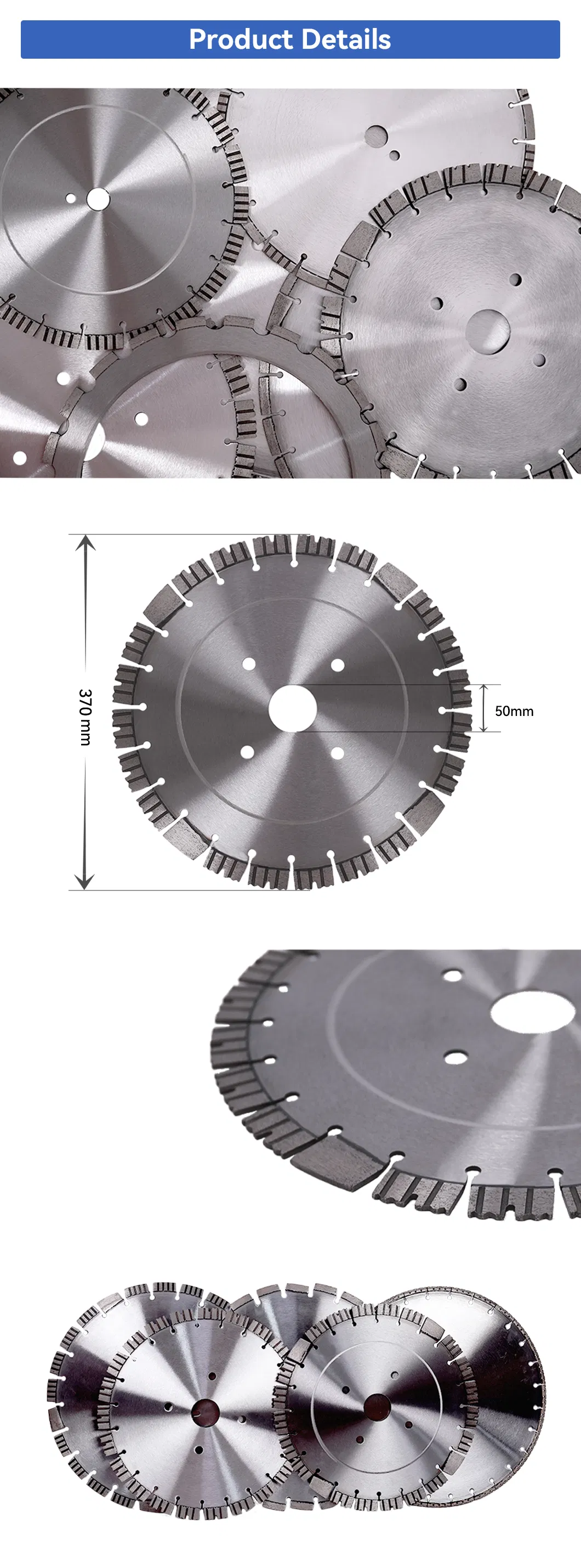Hot Sale 15" Laser Welded Segment Turbo Diamond Saw Blade for Cutting Granite Concrete